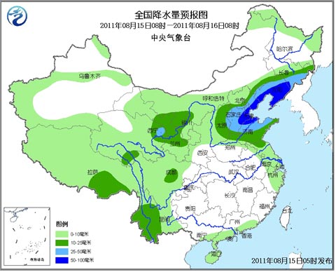 全国降水量预报图