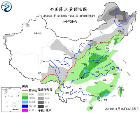 全国降水量预报图